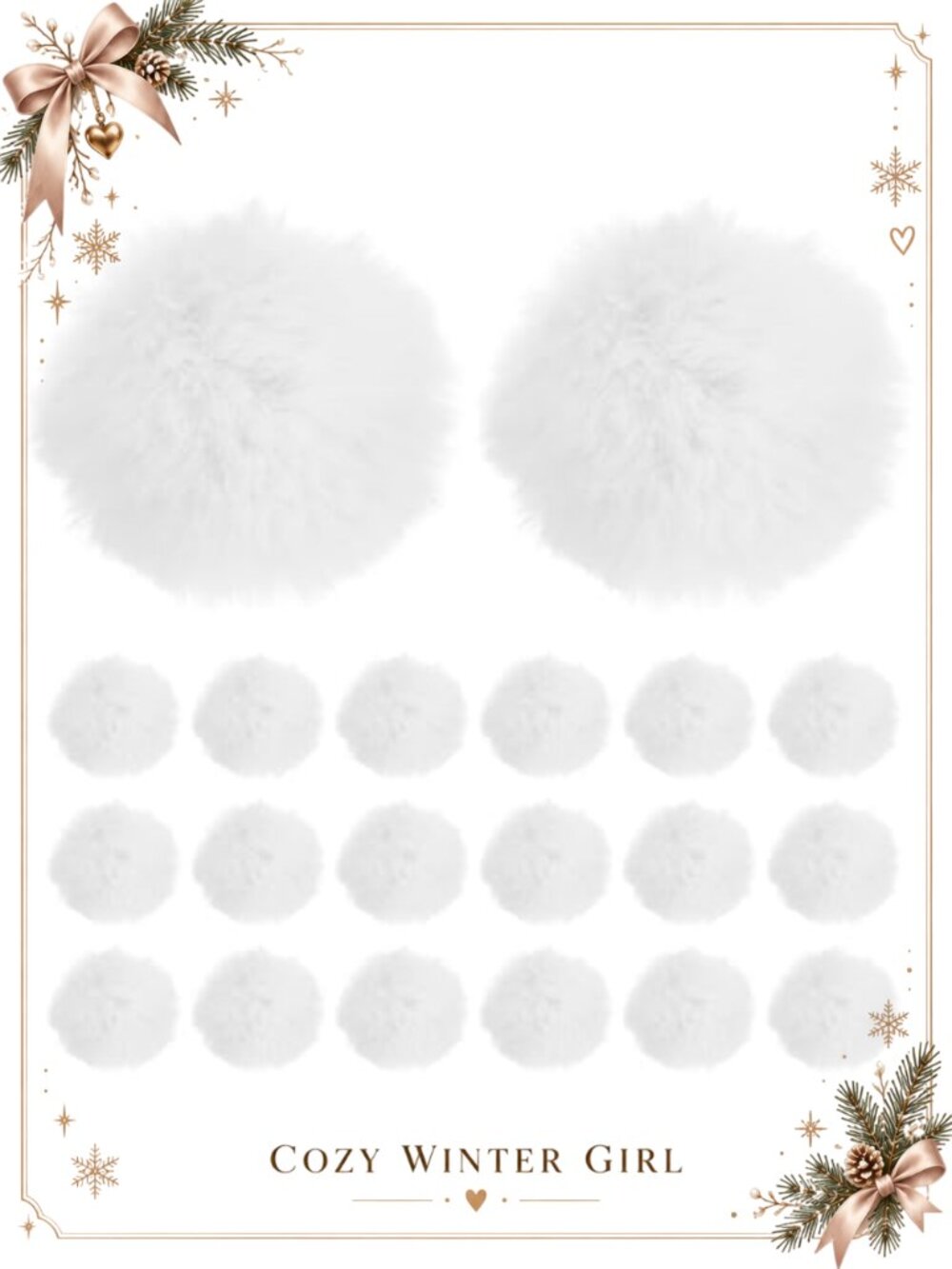 Faux Fur Pom Poms 20 Pack 2 Inch Elastic Loop DIY Crafts